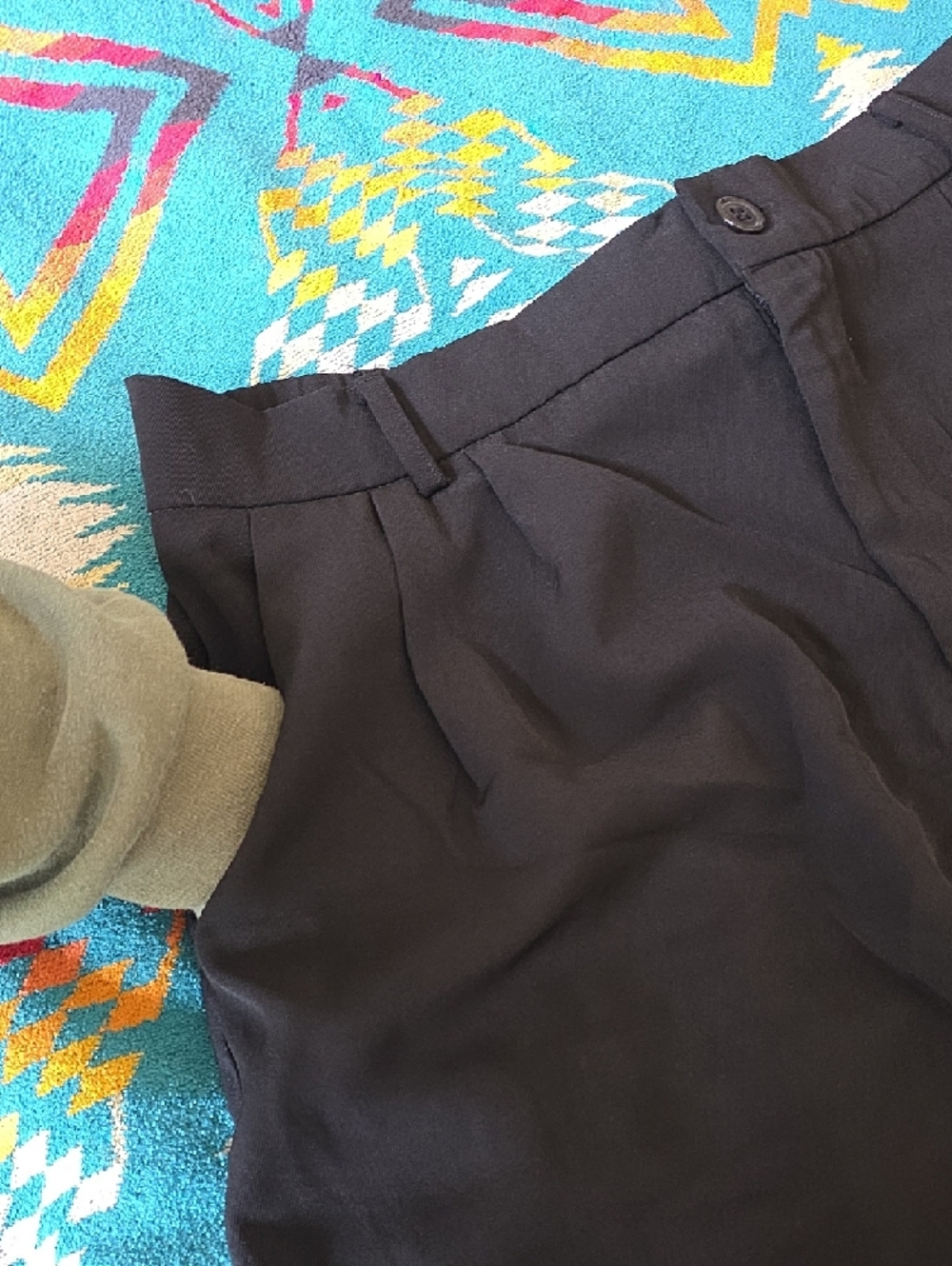 Summer Black Bermuda Shorts with Elastic Waistband - Picture 10 of 12
